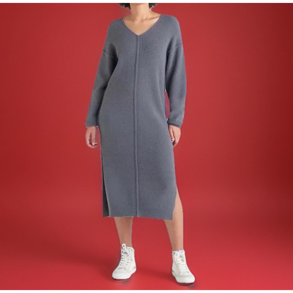 Black Tape Gray Sweater Dress | Capsule Wardrobe | Midi | Minimalist | NWT| Mod